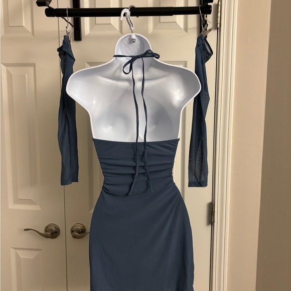 Dolls Kill Backless Halter Dress in Slate Blue - Picture 9 of 11